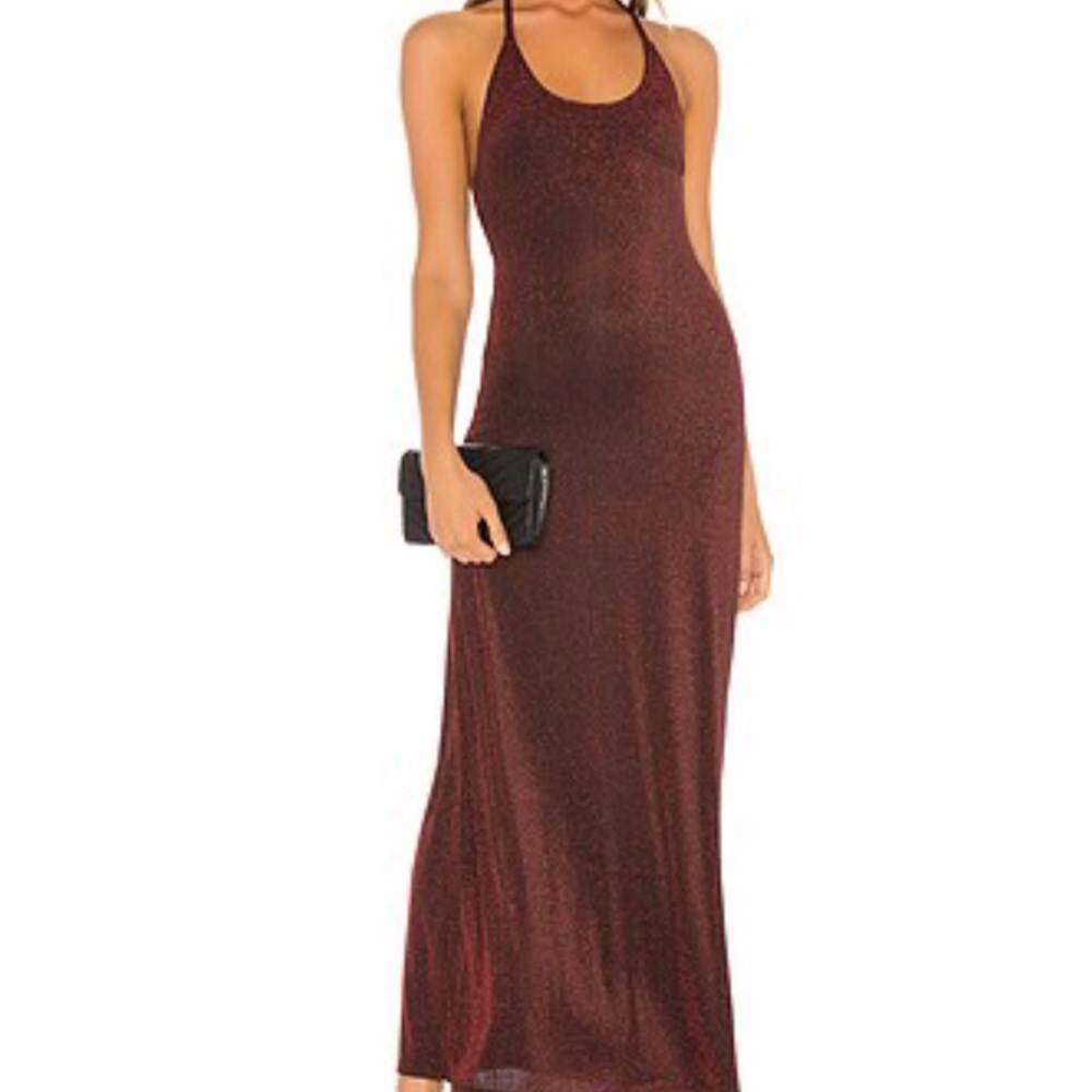 Elegant Burgundy Halter Dress